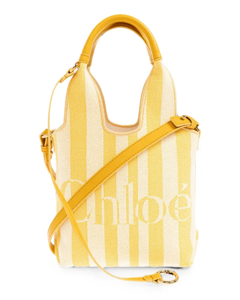 Chloé mini striped tote bag - Gelb Gelb