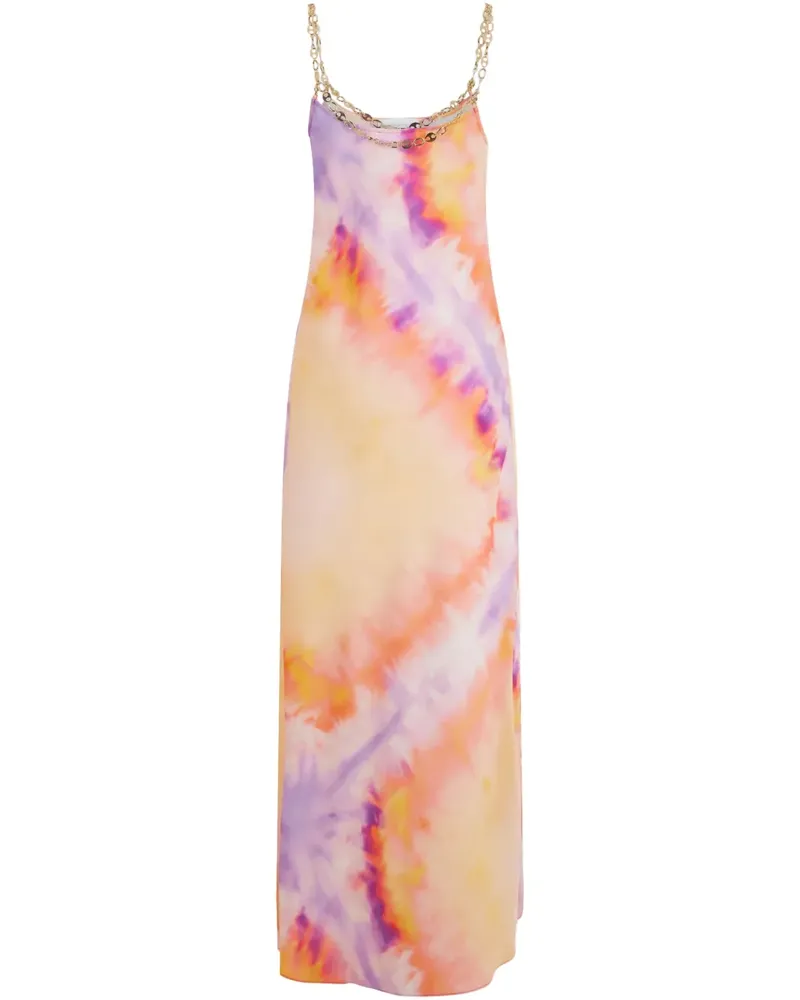 Paco Rabanne Satin-Maxikleid mit Print - Orange Orange