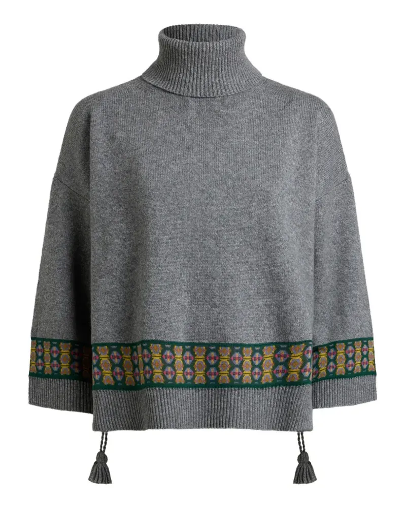 Etro Kimono-Pullover mit Quasten und geometrischem Motiv - Grau Grau