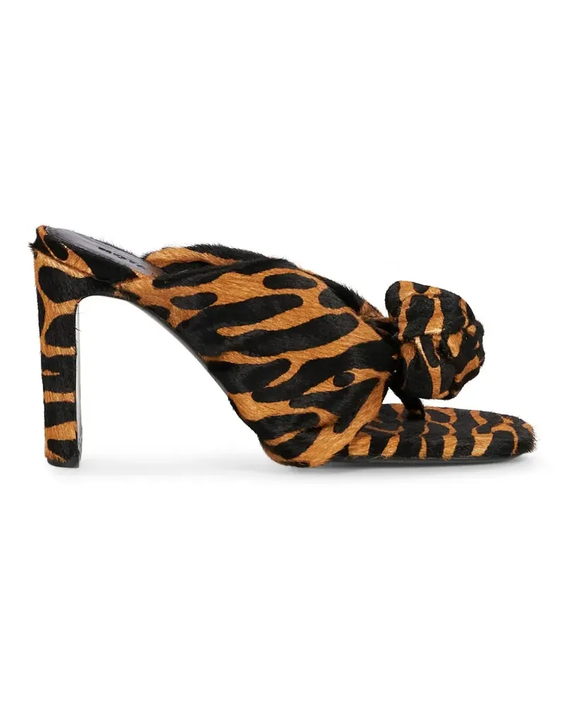 ROTATE Birger Christensen tiger-print knotted mules - Braun Braun