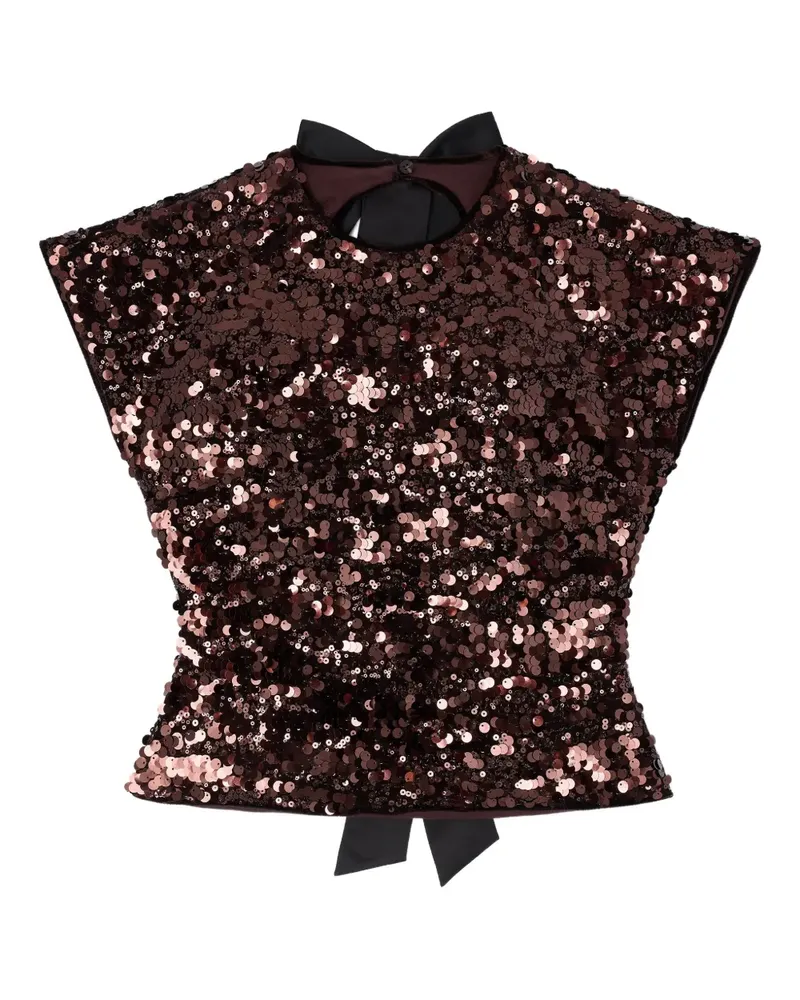 Ganni Bluse mit Pailletten - Braun Braun