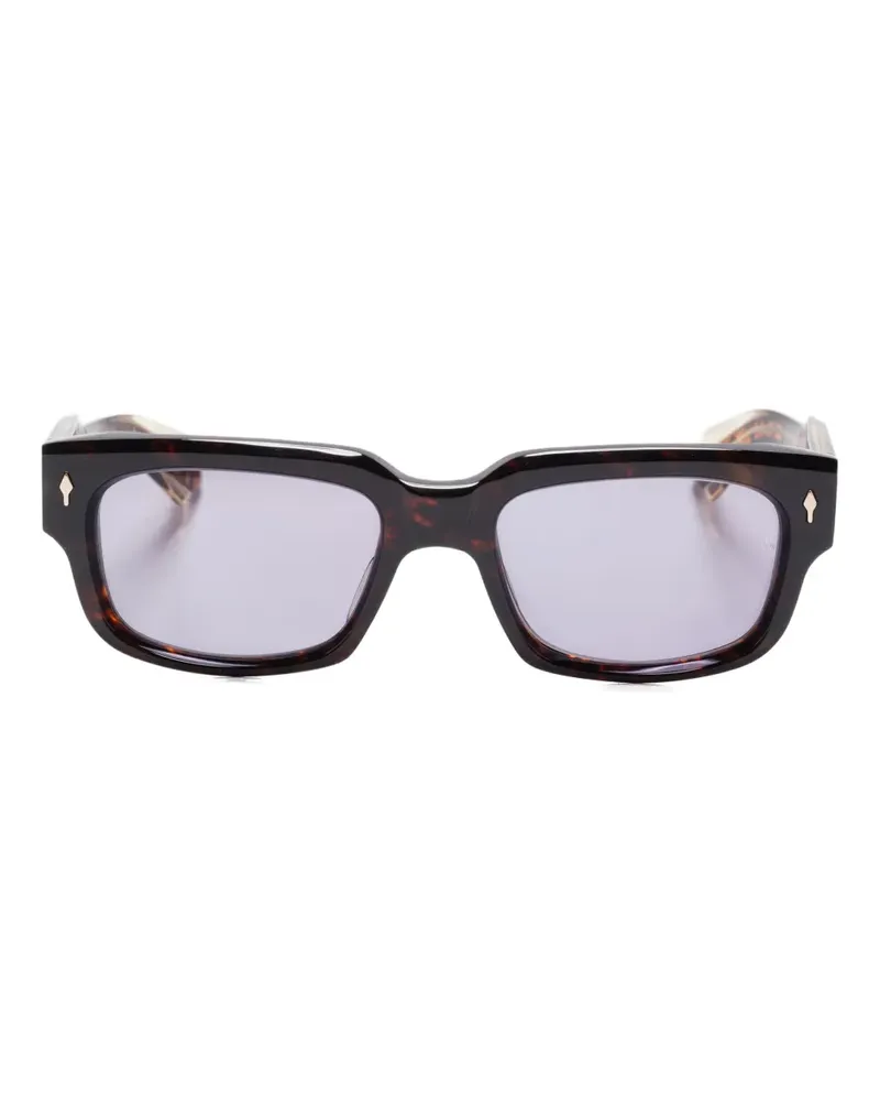 Jacques Marie Mage Eckige Sonnenbrille in Schildpattoptik - Braun Braun