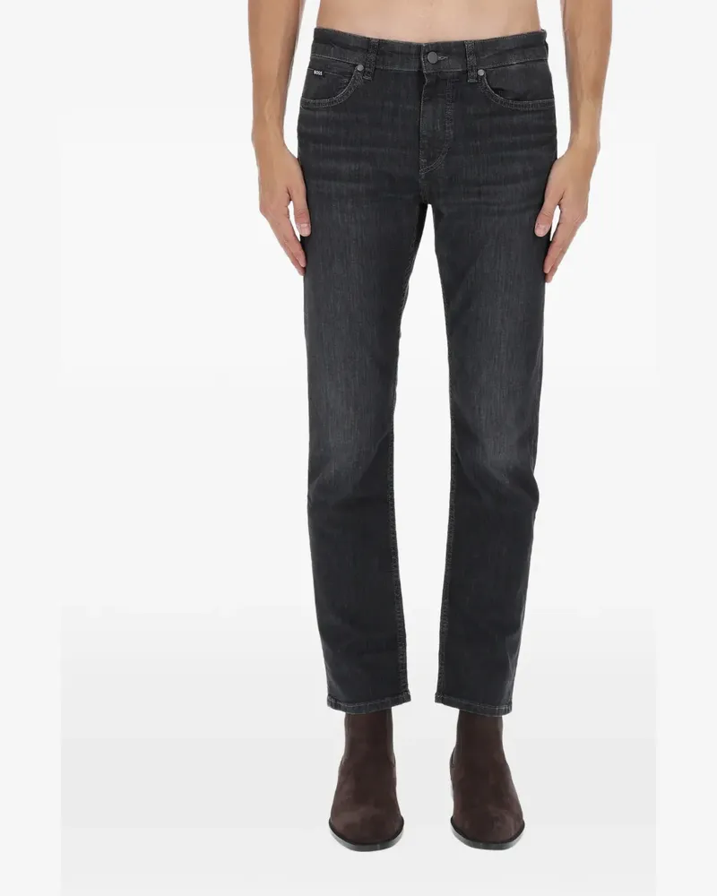 HUGO BOSS Jeans mit Logo-Schild - Schwarz Schwarz