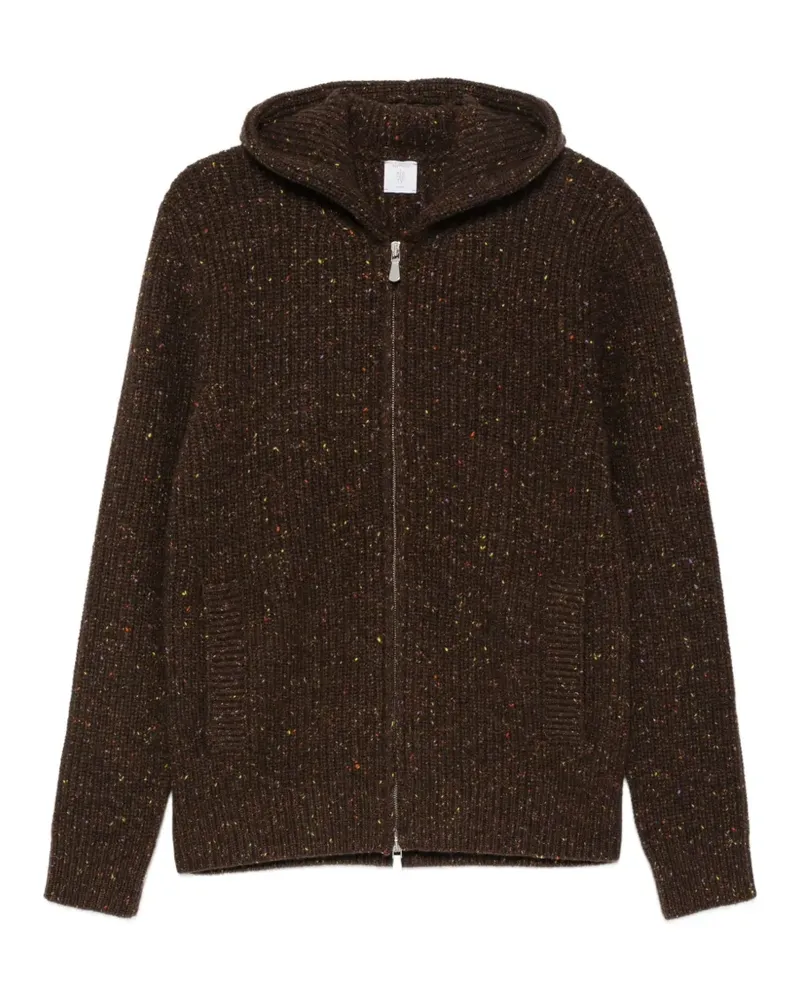 Eleventy Kapuzenjacke aus Rippstrick - Braun Braun