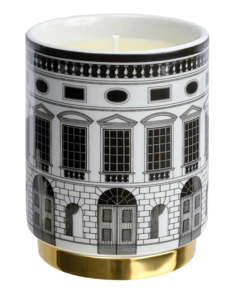 Fornasetti Architettura Kerze mit goldfarbenem Boden - Weiß Weiß