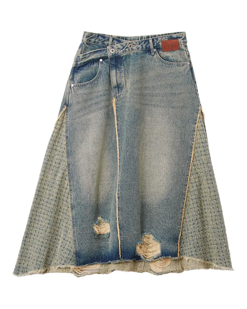 Musium Div. Midirock im Patchwork-Look - Blau Blau