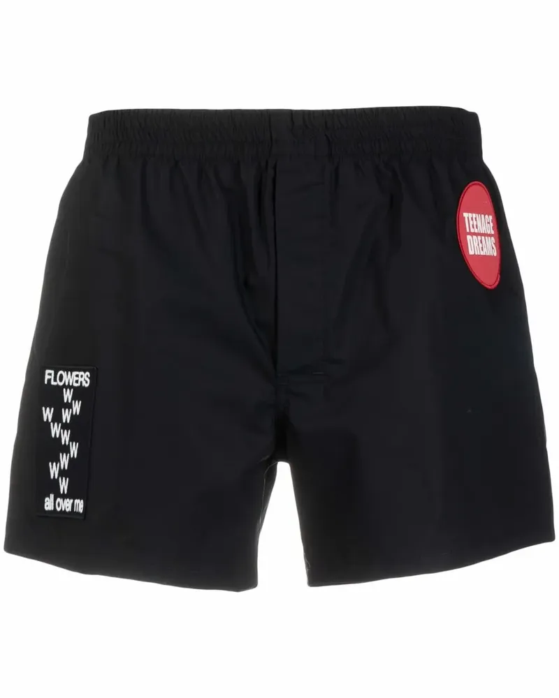 Raf Simons Badeshorts mit Patch - Schwarz Schwarz