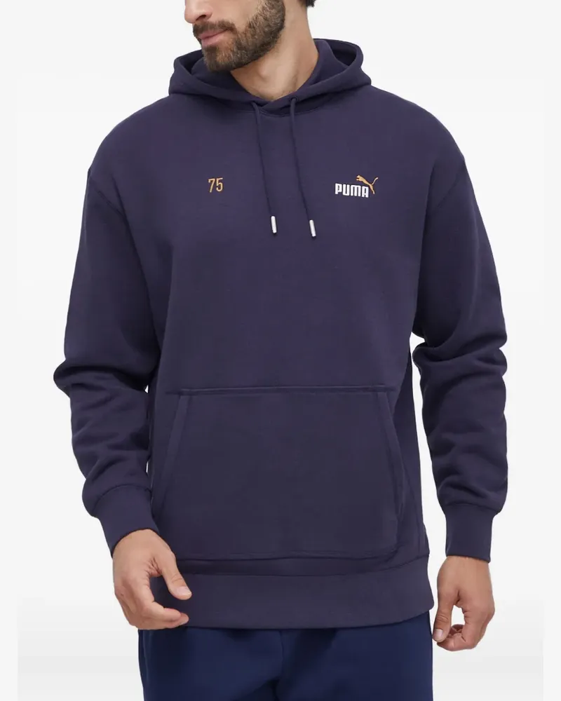 Puma logo-embroidered graphic hoodie - Blau Blau