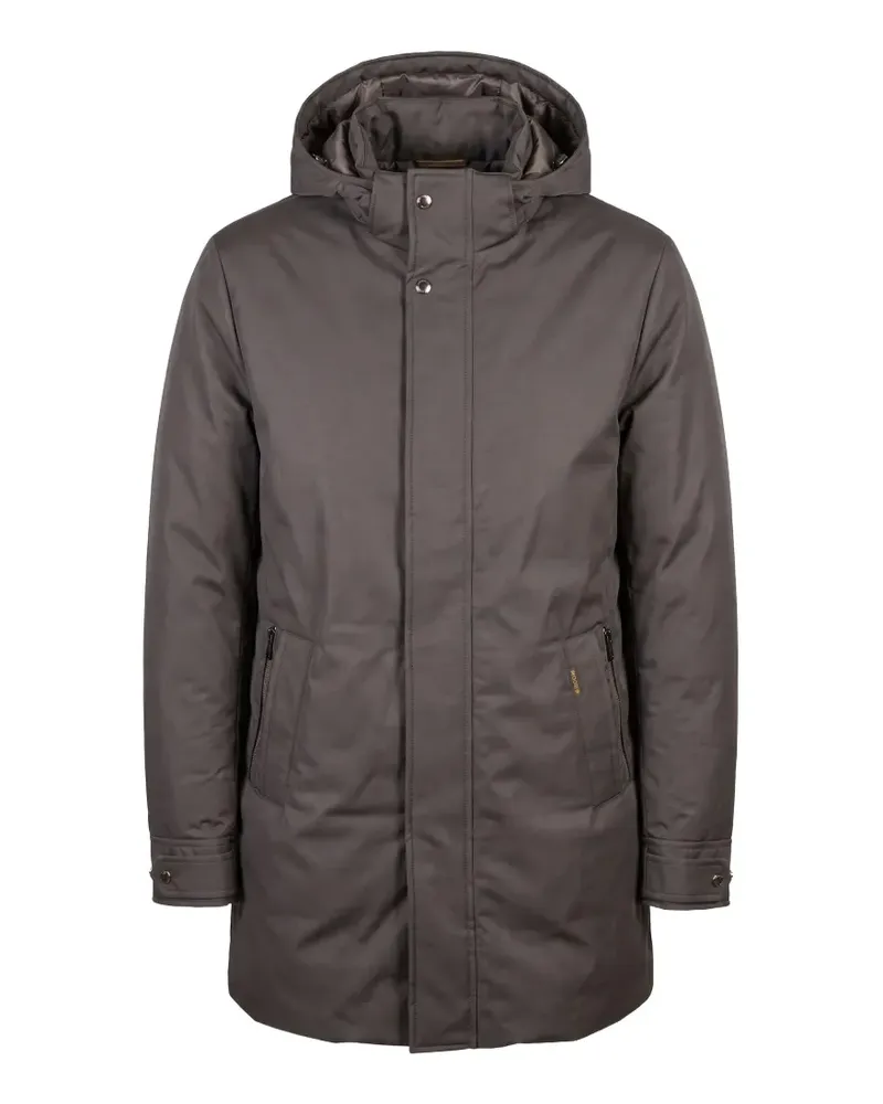 MOORER Vermont hooded concealed-fastening coat - Braun Braun