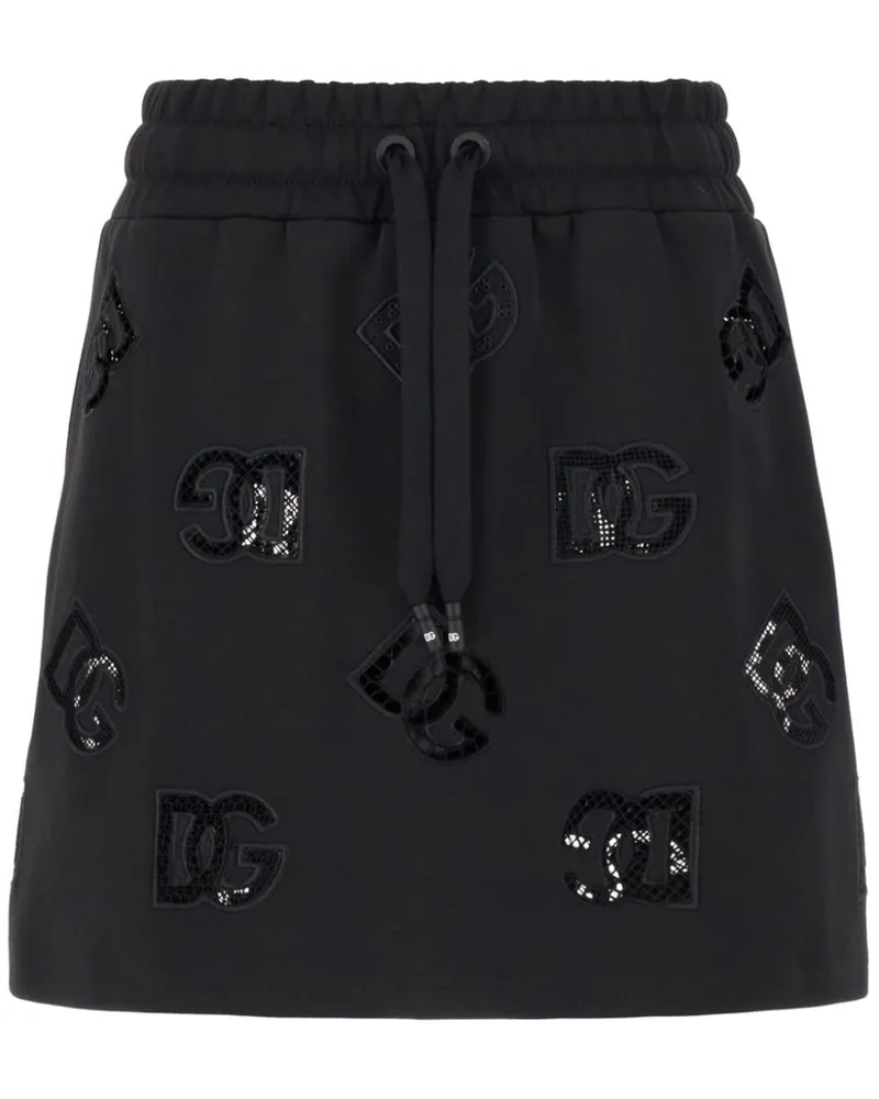 Dolce & Gabbana Minirock aus Jersey mit Logo-Patch - Schwarz Schwarz