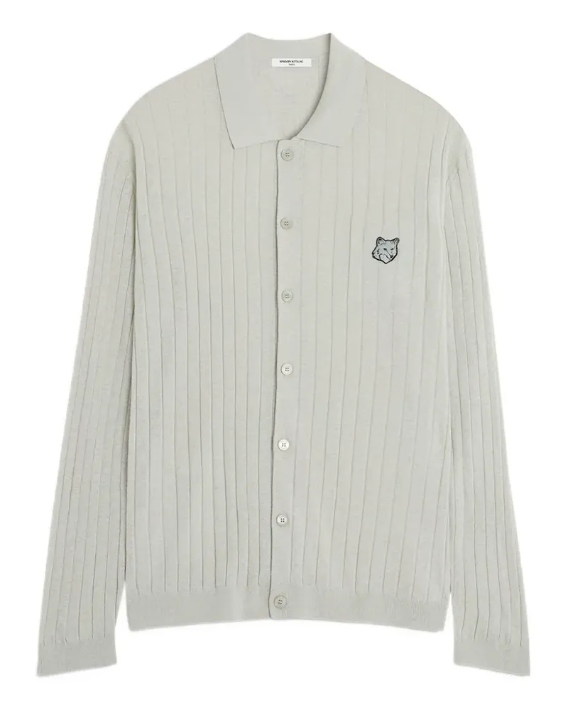 Kitsuné Gerippter Fox Head Cardigan - Nude Nude