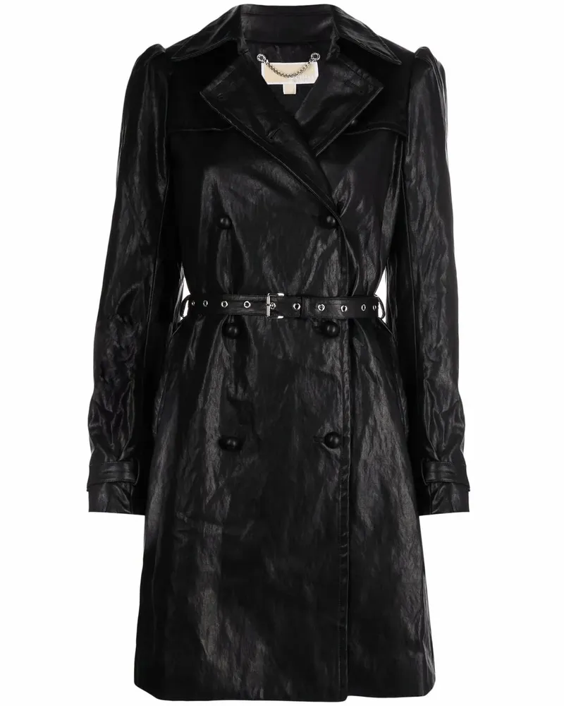 Michael Kors Mantel aus Faux-Leder - Schwarz Schwarz