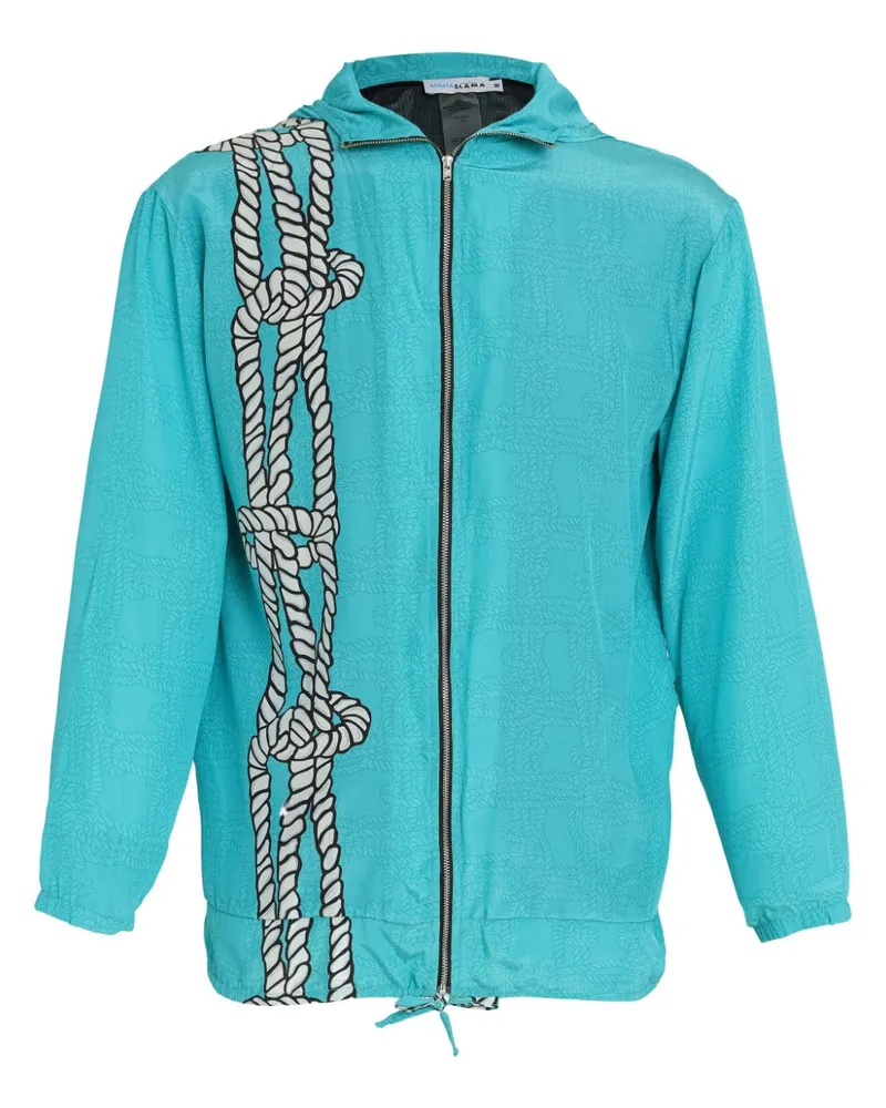 Amir Slama Jacke mit grafischem Print - Blau Blau