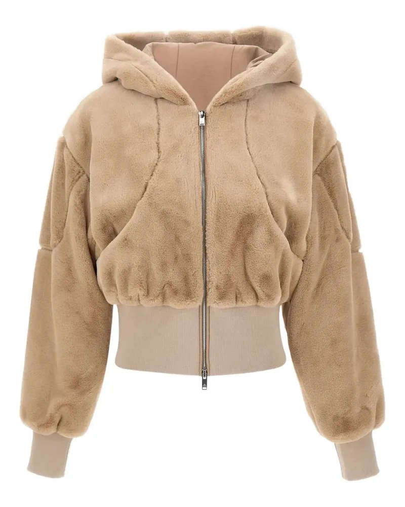 Moose Knuckles hooded faux-fur jacket - Nude Nude