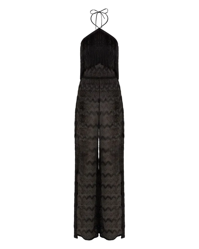 Missoni Lamé-Jumpsuit mit Fransendetail - Schwarz Schwarz