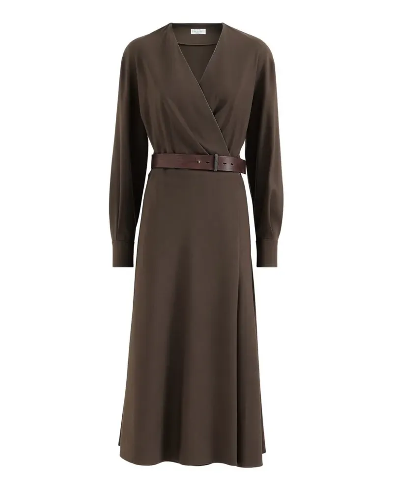 Brunello Cucinelli Midikleid mit Monili-Verzierung - Braun Braun