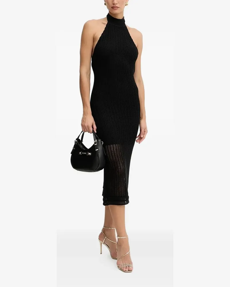 Guess Geripptes Midikleid - Schwarz Schwarz