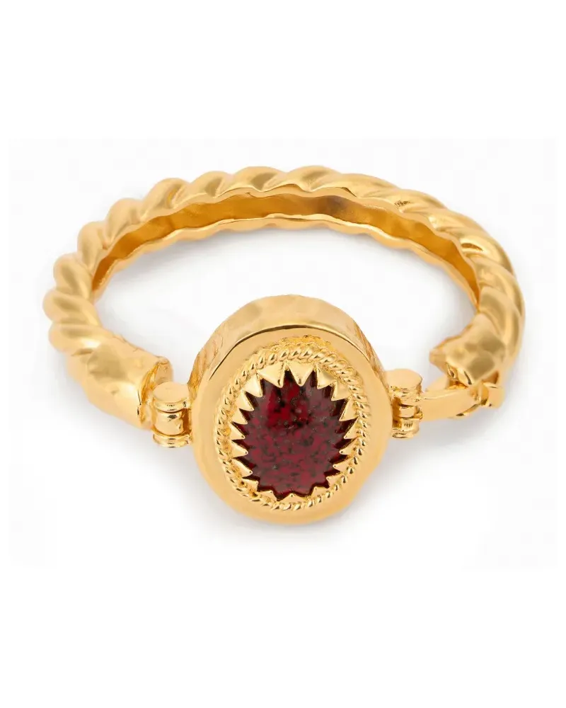 Roberto Cavalli Verdrehter Armreif mit Rubin - Gold Gold