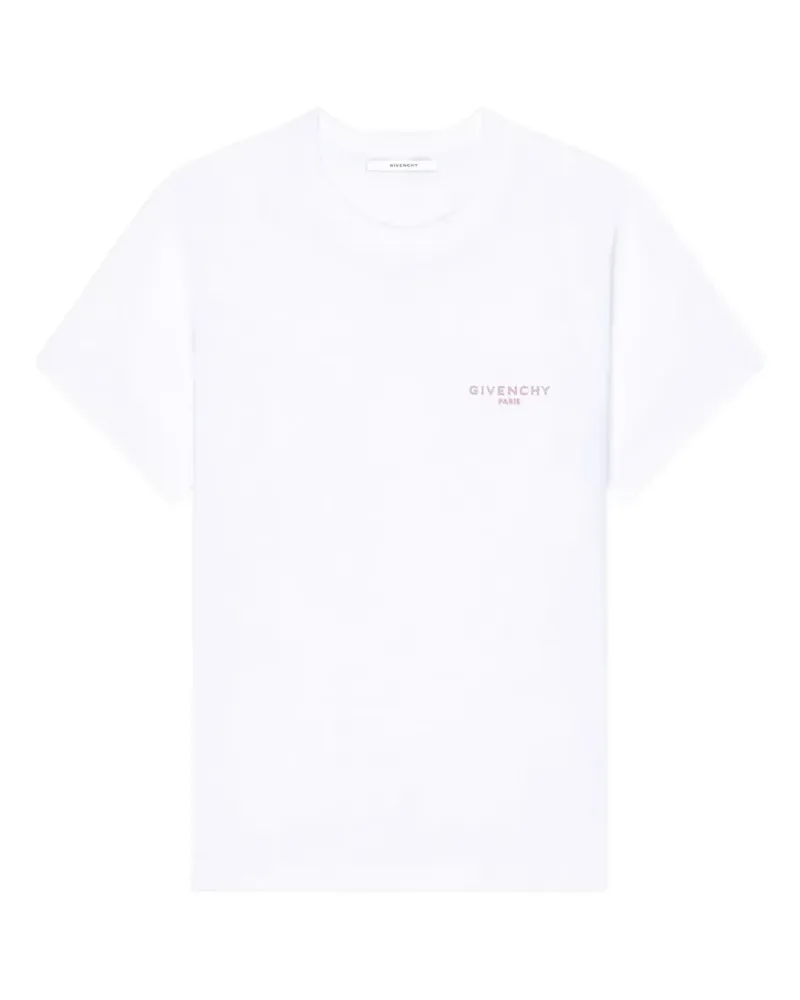 Givenchy Schmales T-Shirt aus Baumwolle mit  Paris-Stickerei - Weiß Weiß