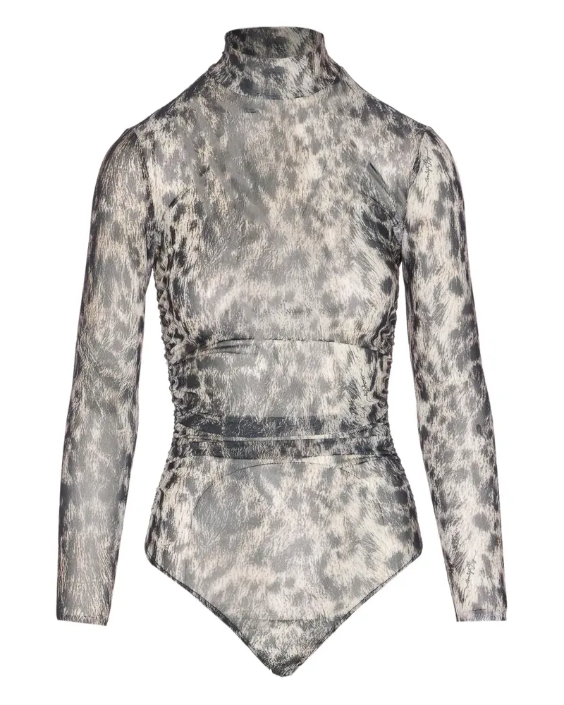 Aniye By leopard-print high-neck bodysuit - Schwarz Schwarz