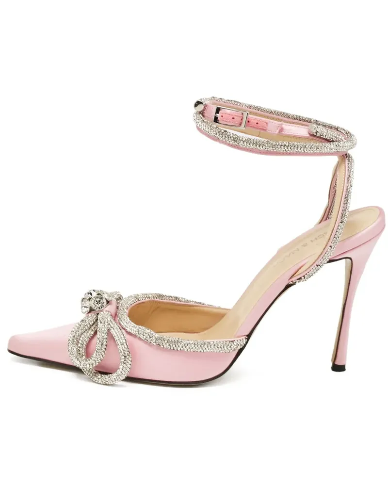Mach & Mach Sandalen mit Kristallschleife 100mm - Rosa Rosa