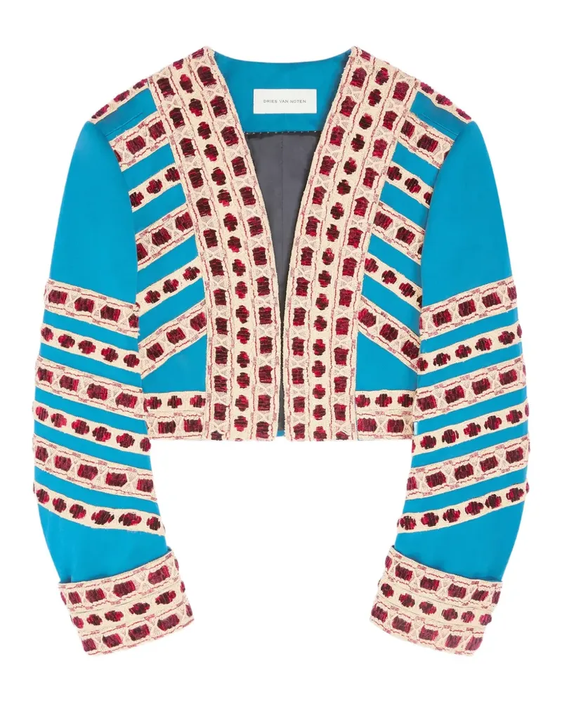 Dries van Noten Bestickte Cropped-Jacke - Blau Blau
