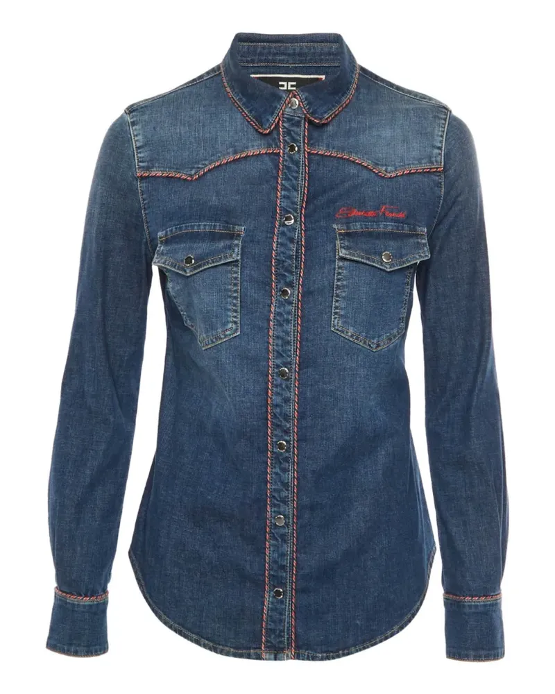 Elisabetta Franchi Hemd mit Logo-Stickerei - Blau Blau