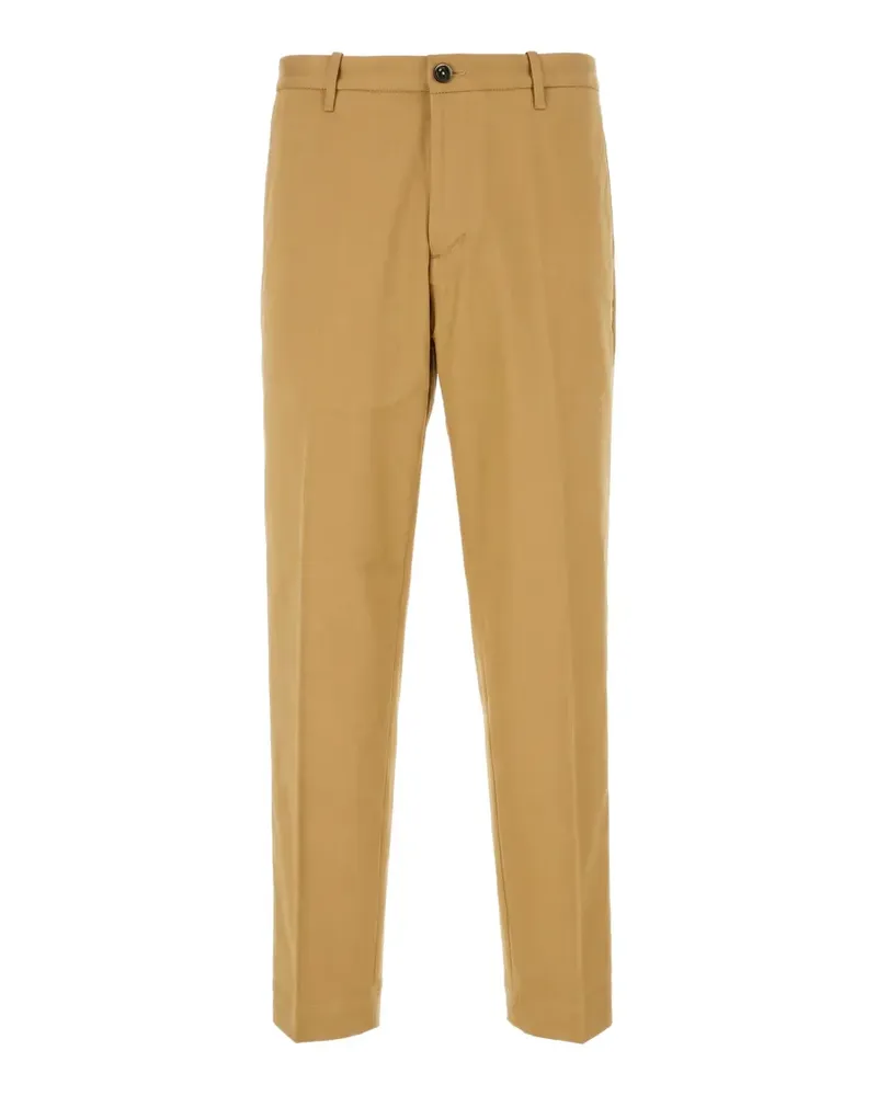 nine:inthe:morning logo-patch straight-leg trousers - Nude Nude