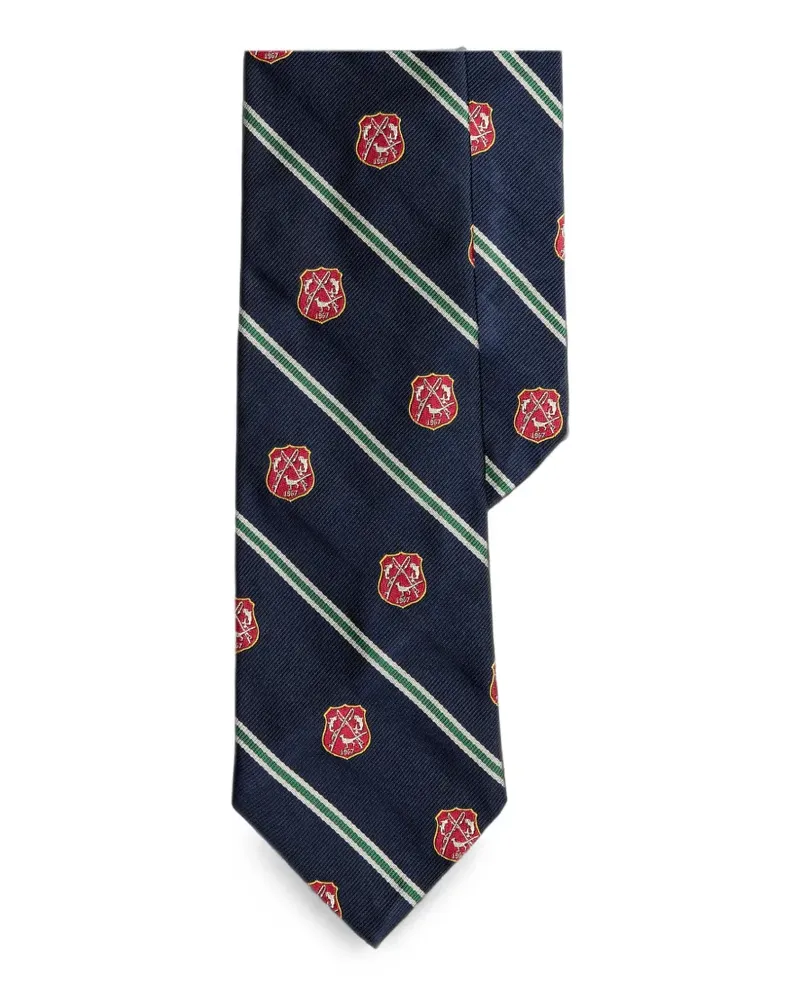 Ralph Lauren Repp silk crest-motif tie - Blau Blau