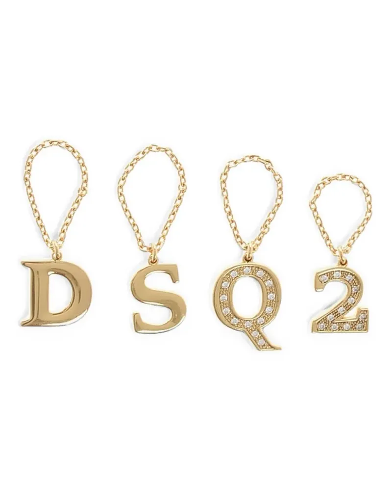 Dsquared2 rhinestone logo rings (4-set) - Gold Gold