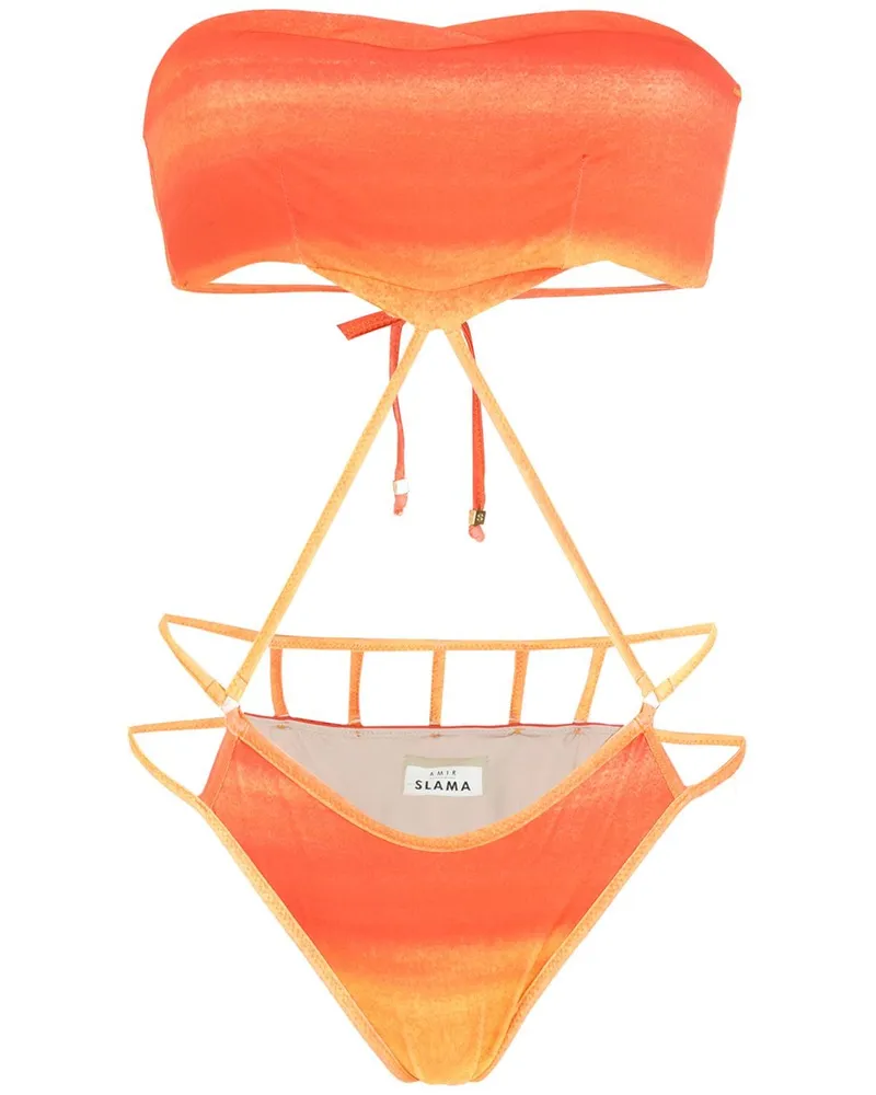 Amir Slama Schulterfreier Badeanzug mit Ombré-Effekt - Orange Orange
