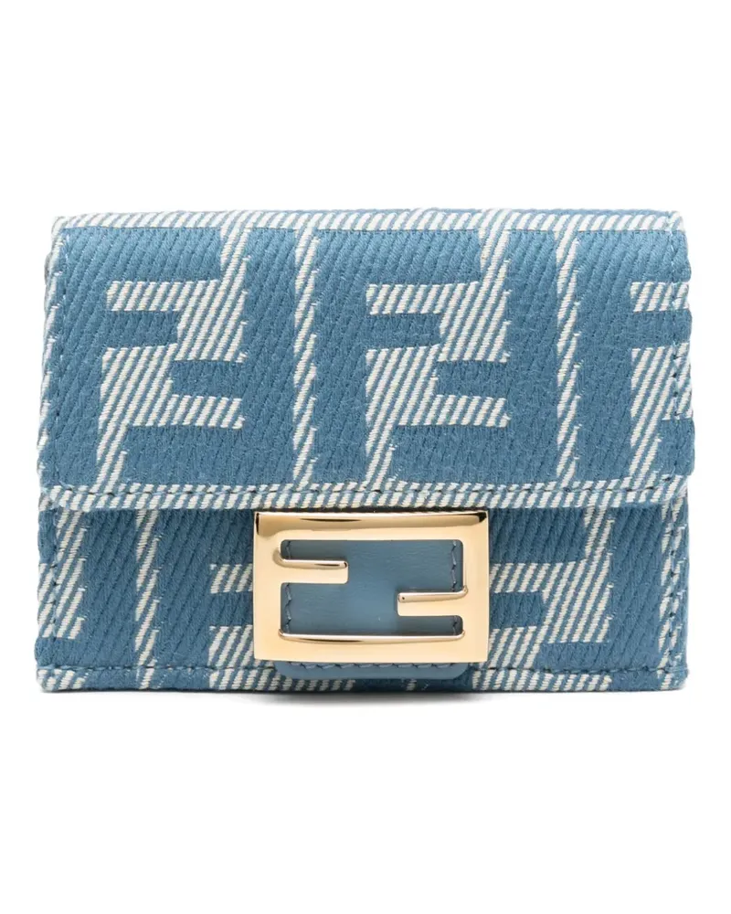 Fendi Micro Portemonnaie aus Jacquard - Blau Blau