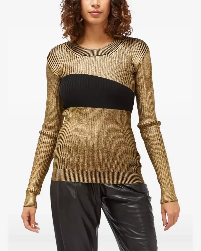 Custo Barcelona metallic ribbed-knit jumper - Gold Gold