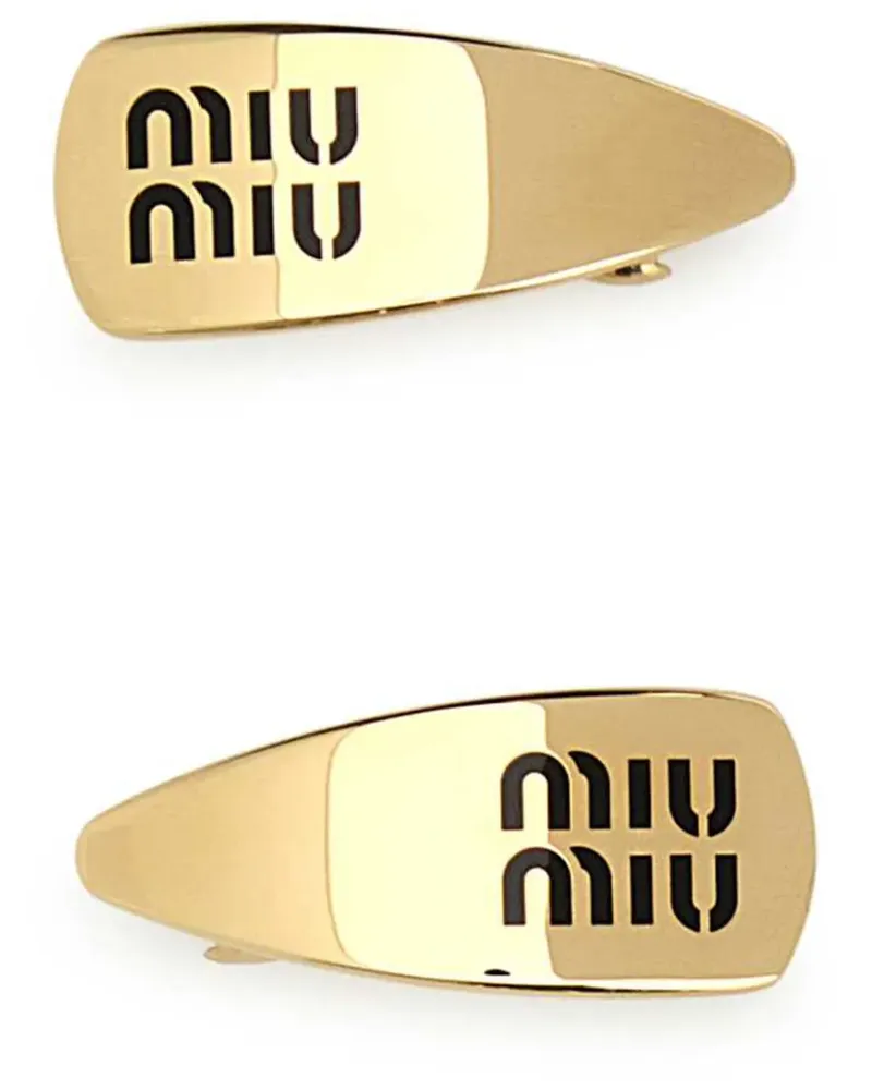 Miu Miu Haarspange mit Logo-Schild - F0002 BLACK F0002