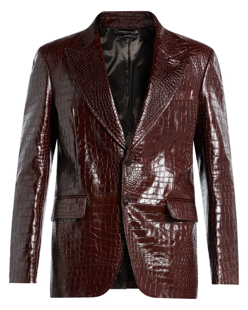 Tom Ford Ledersakko mit Kroko-Prägung - Braun Braun