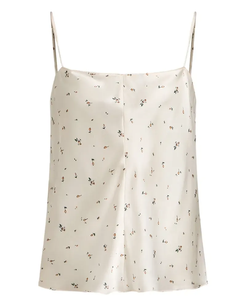 12 STOREEZ Seidenoberteil mit Blumen-Print - Weiß Weiß
