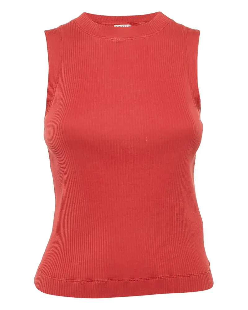 Brunello Cucinelli Geripptes Stricktop - Rot Rot