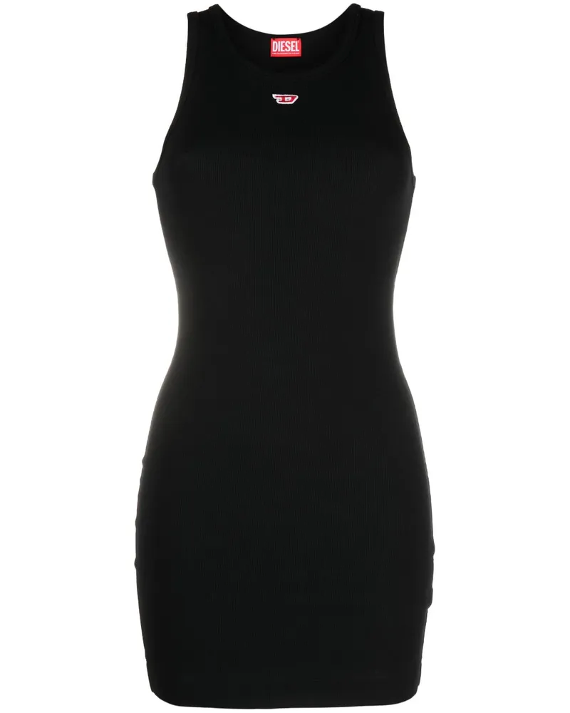 Diesel Geripptes Maxikleid - Schwarz Schwarz