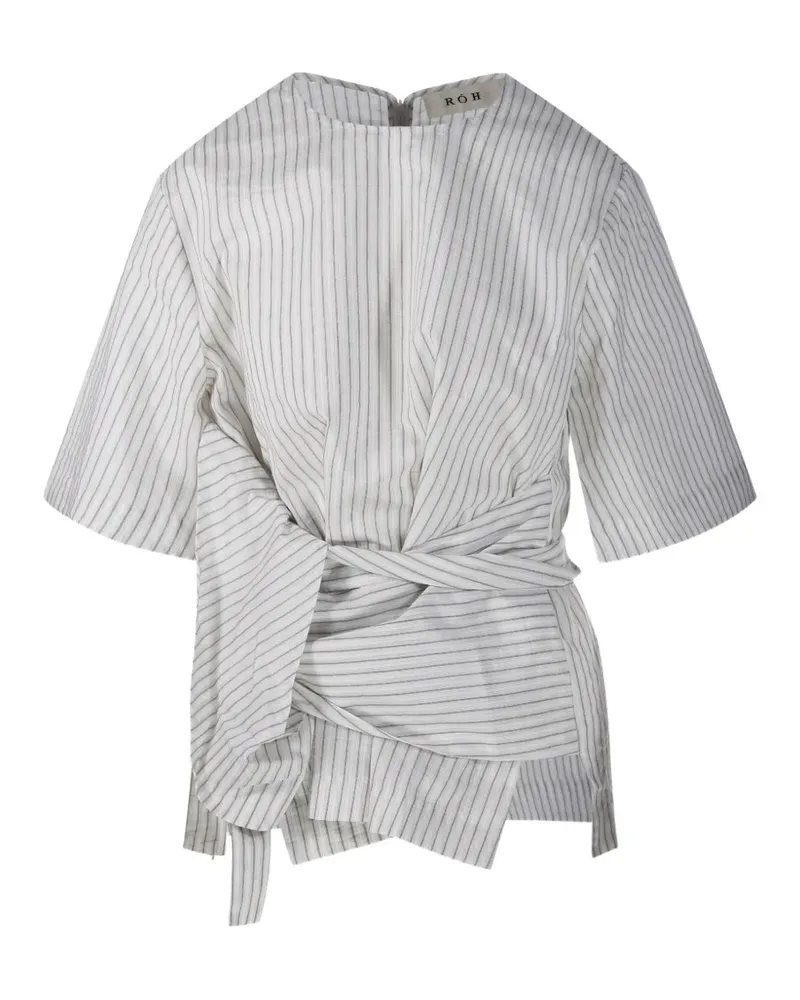 Róhe Gestreifte Bluse mit Krawatte - Weiß Weiß