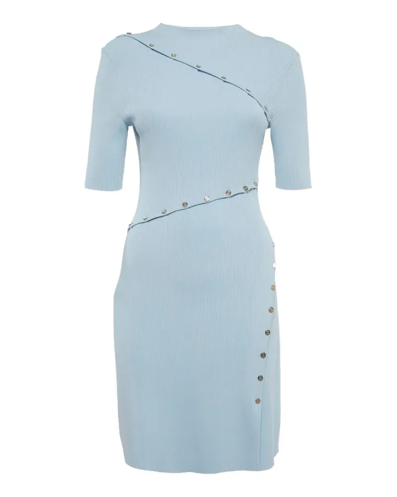 Maje ribbed-knit button-detail mini dress - Blau Blau