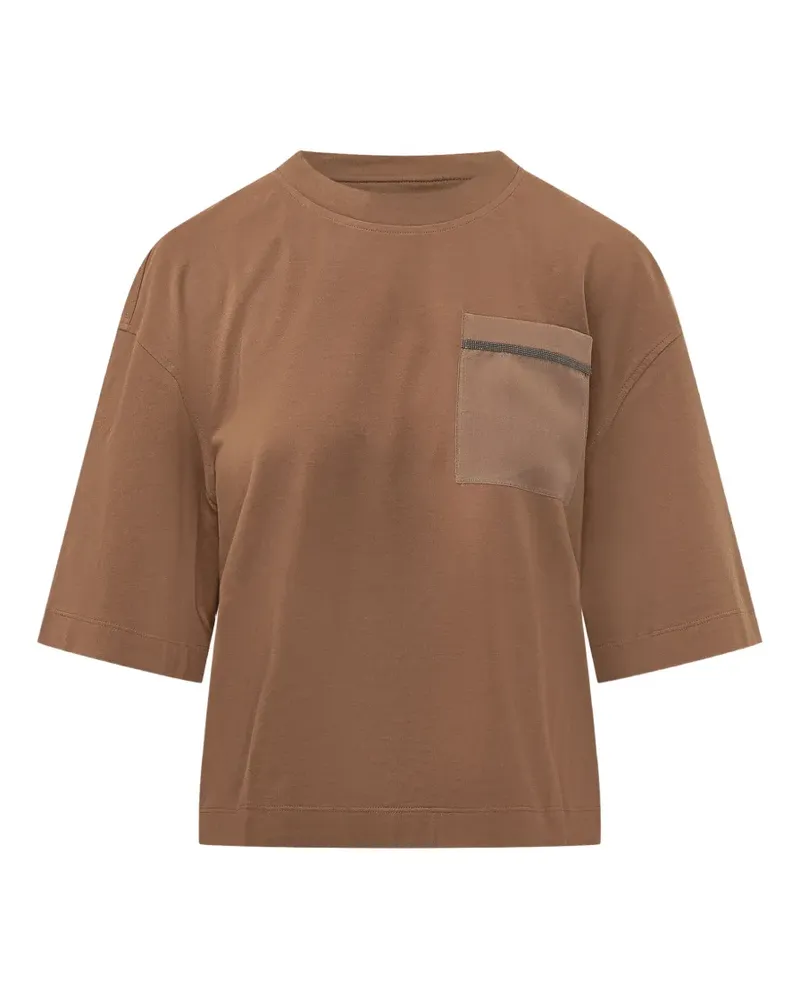 Brunello Cucinelli Hemd mit verzierter Tasche - Braun Braun