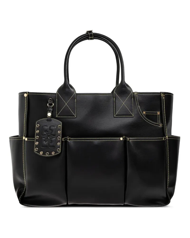 Ganni Tote Bag mit Logo-Detail - Schwarz Schwarz