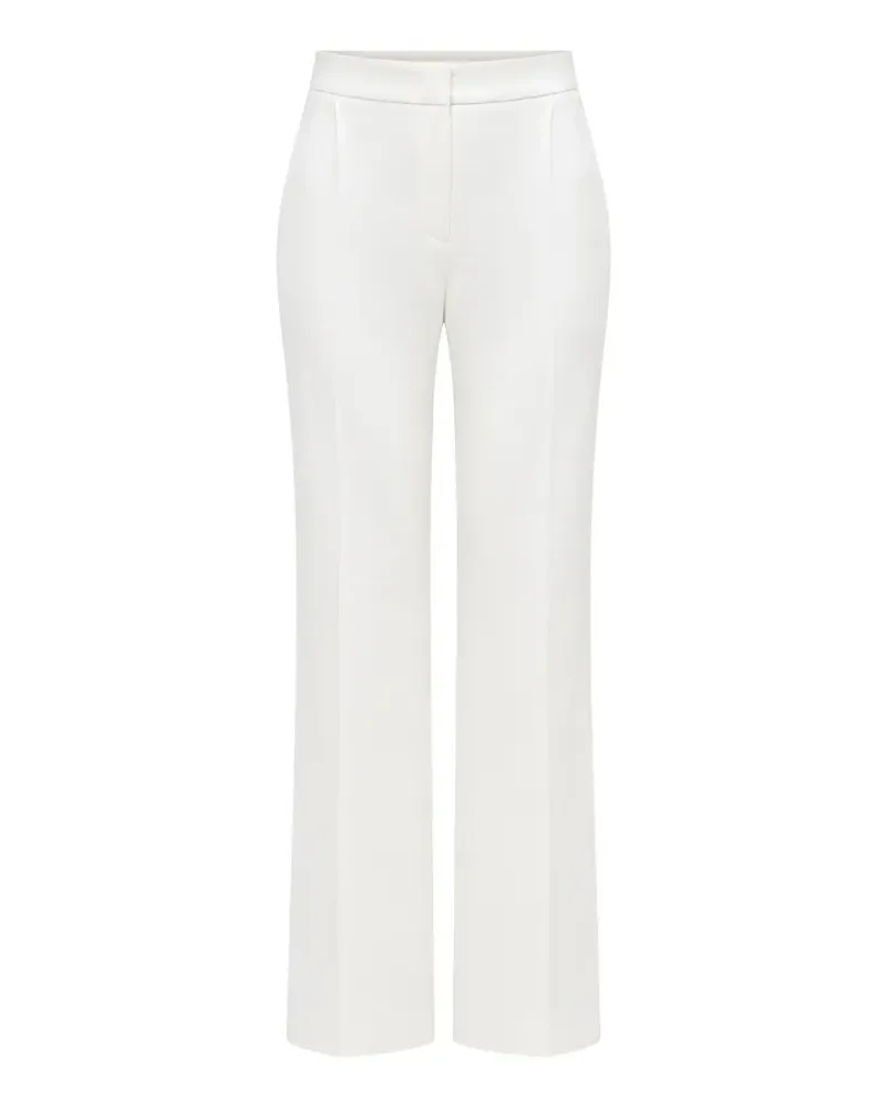 Alberta Ferretti satin-stripe pleated flared trousers - Weiß Weiß