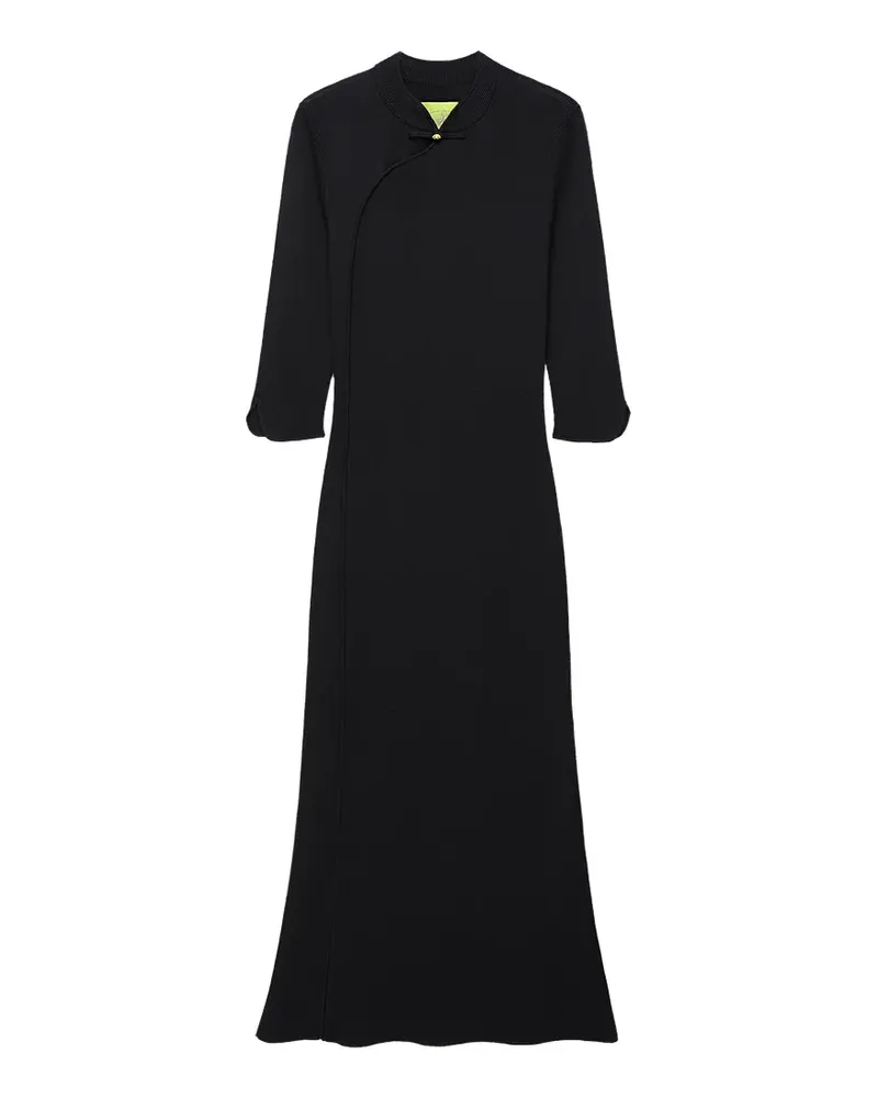 Shanghai Tang Prosperity Maxikleid mit Froschverschluss - Schwarz Schwarz