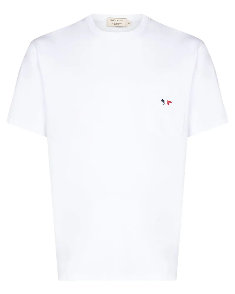 Kitsuné T-Shirt mit aufgesticktem Logo Weiß