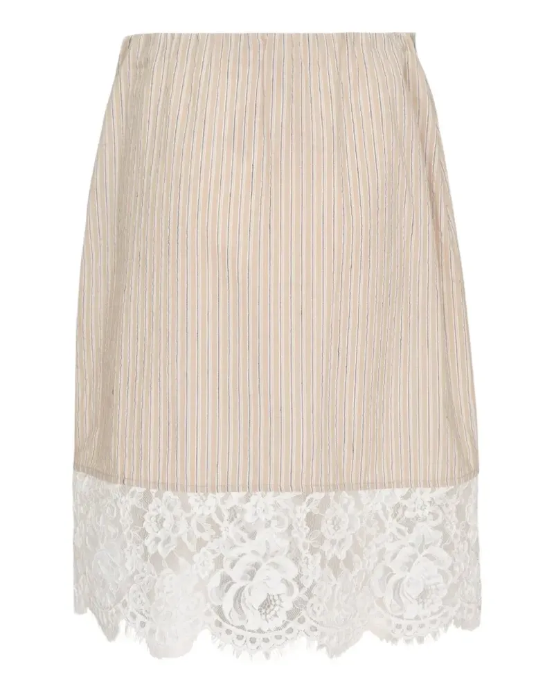 N° 21 striped lace-hem midi skirt - Nude Nude