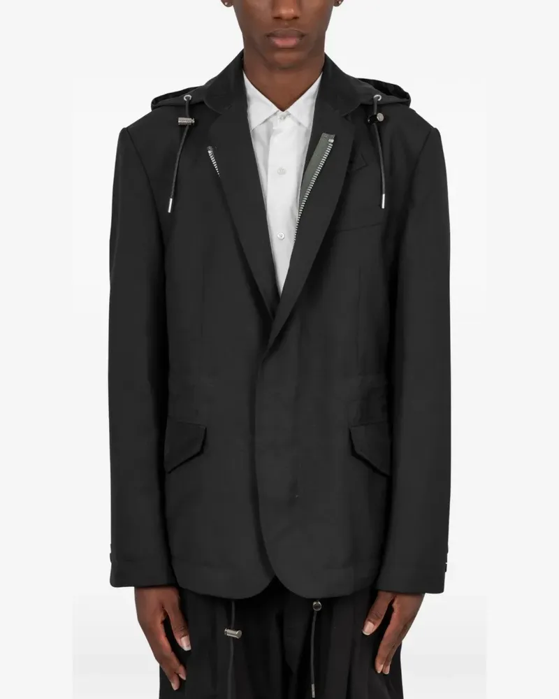 Sacai Twill-Sakko mit Kapuze - Schwarz Schwarz