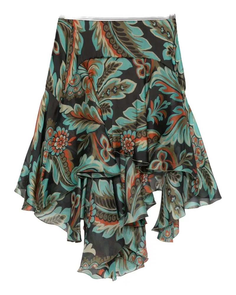 Etro Gerüschter Rock mit Blumen - Schwarz Schwarz