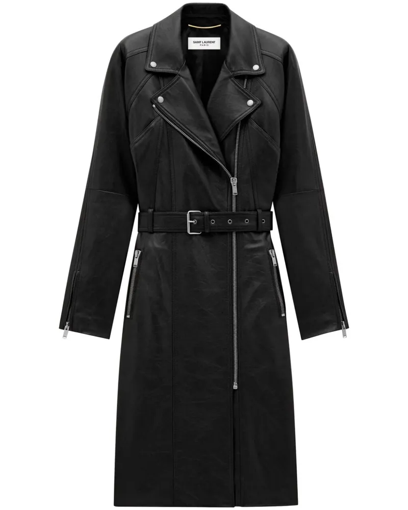 Saint Laurent Mantel aus Leder - Schwarz Schwarz