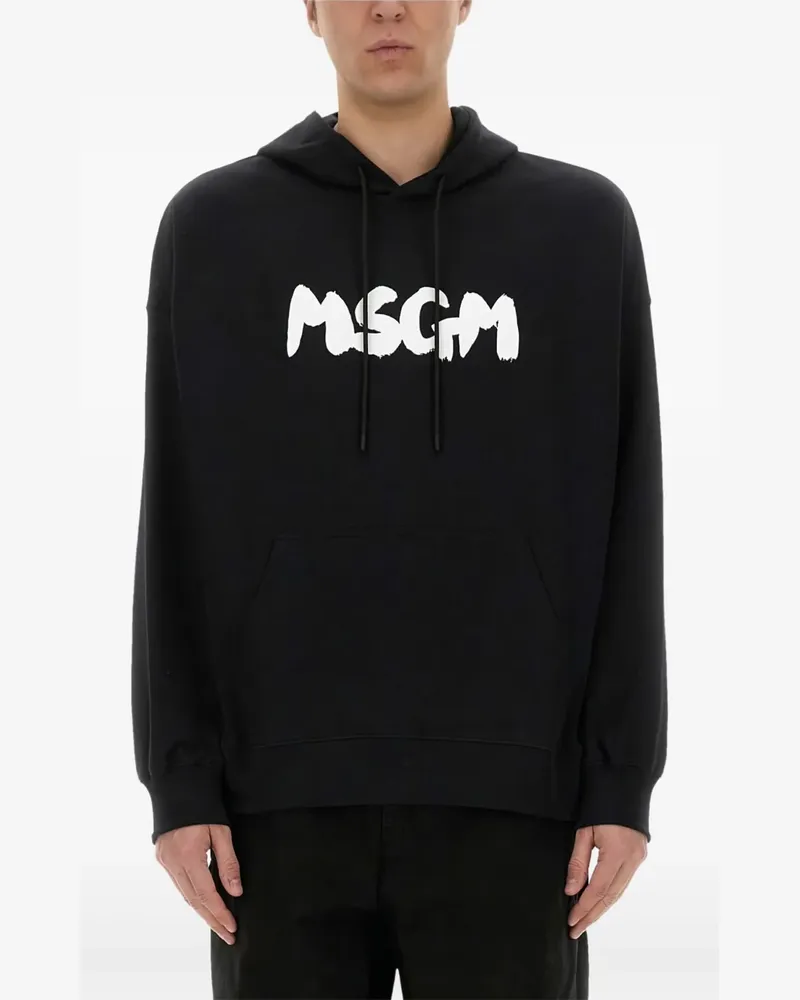 MSGM Hoodie mit Logo-Print - Schwarz Schwarz